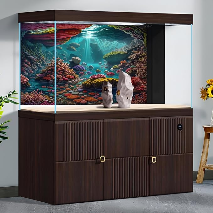 Under The Sea Aquarium Background Underwater Scene Tropical Corals Fish Tank Background Deep Ocean Sea Colourful Reefs Cave Sunray Aquarium Tank Backgrounds Ocean Seabed Life Backgrounds 24x12in