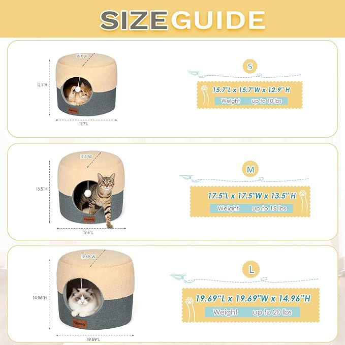2 Pack Cat Bed for Indoor Cats - Foldable Cat House & Lounge for Kittens and Small Pets with Reversible Cushioned Pillow, Calming Anti-Anxiety Pet House, Soft Plush & Anti-Slip, Set of 2* 15.7 Inch