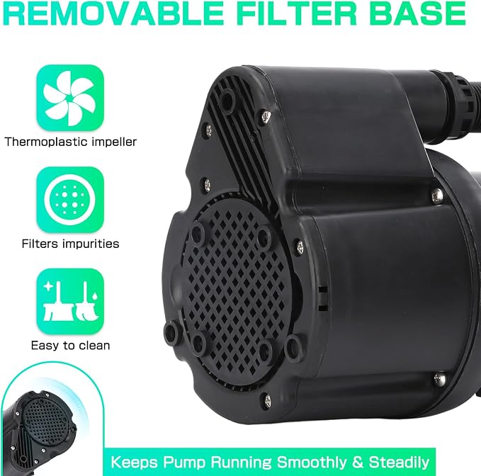 D-HONOR Submersible 1/6 HP 1370GPH, Sump Pump Submersible for Clean Water | Electric Utility Pump with 1" Water outlet and 3/4" Garden Hose Adaptor for Swimming Pool Garden Pond Draining