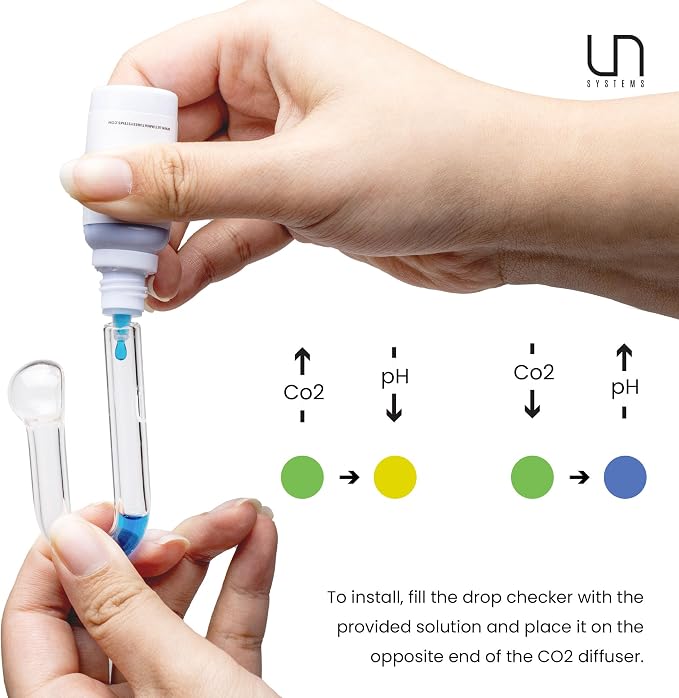 Ultum Nature Systems CO2 Drop Checker - Glass CO2 Drop Checker for Aquarium, CO2 Aquarium Kit with Solution, CO2 Monitor Complete Set for Planted Aquariums - Drop Checker Hang on Edge Mount (HD)