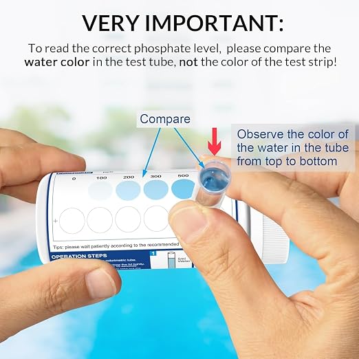 Phosphate Test Kit - Pool Phosphate Test kit-50 Counts Phosphate Test Strips for Swimming Pool, Spa, Hot Tub,Aquarium,Fish Tank- Phosphate Test kit for Freshwater,Saltwater Testing