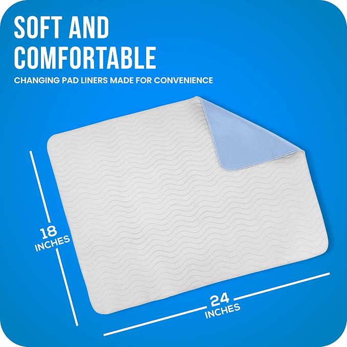 Utopia Bedding Washable Pee Pads for Dogs 18" x 24" (Pack of 4), Waterproof Incontinence Bed Pads for Adults, Elderly and Kids, Heavy Absorbency Pet Training Pads for Sofa and Couch (White, Blue)