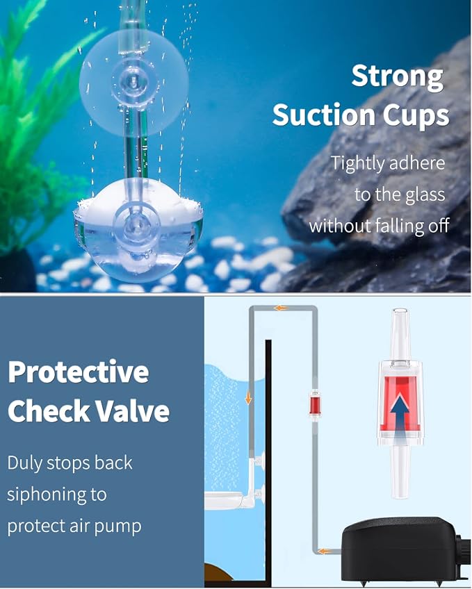 Pawfly Aquarium Air Stone Disc Tiny Micro Bubble Diffuser Release Tool Kit with Suction Cup Air Control Valve and Check Valve Accessories for Nano Air Pumps Small Buckets and Fish Tanks