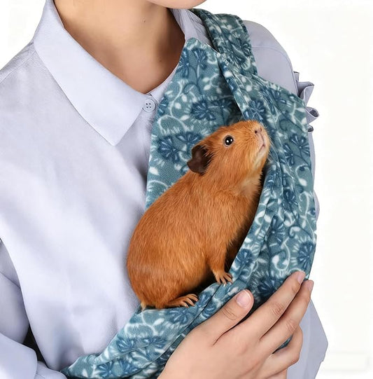 Guinea Pig Carrier Sling and Backpack 2-in-1, Adjustable Soft Bonding Pouch with Shoulder Strap for Safe Pet Travel (Blue)