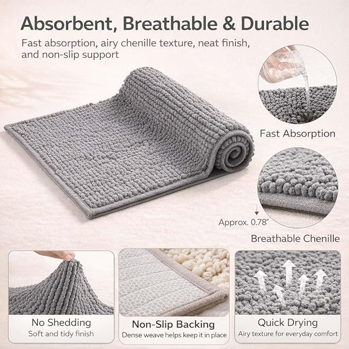Guinea Pig Fleece Cage Liners Set, 20 * 12In, Washable Absorbent Pee Pads for Small Animals, Non-Slip Bottom, Soft Chenille Fleece Liners for Guinea Pig Cage (6, Grey)