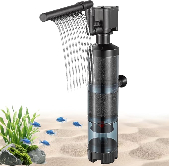 Carefree Fish Aquarium Sponge Filter Quiet with Fish Poops Collector Quiet for 10~60Gal Fish Tank for Saltwater and Freshwater