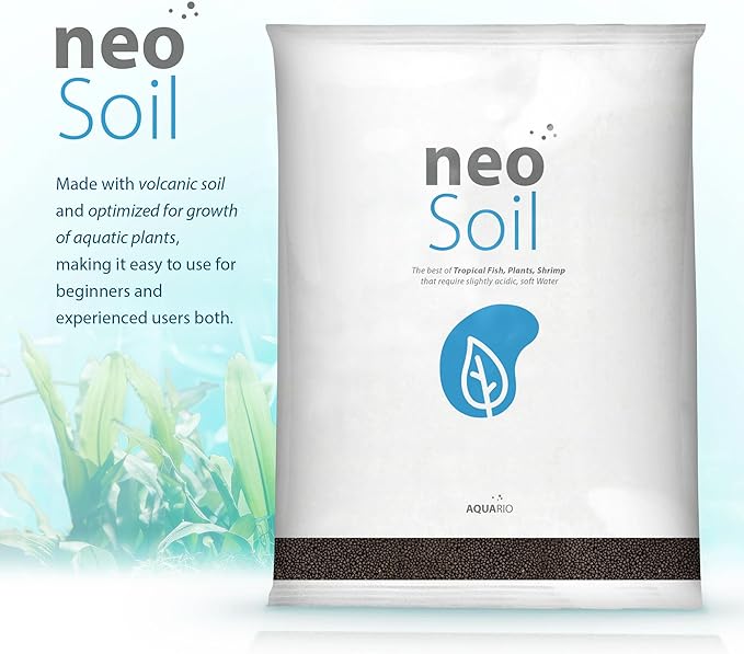 AQUARIO Neo Soil - Aquarium Soil for Freshwater Planted Tank, Volcanic Ash Substrate for Fish Tank w/Live Aquatic Plants, Slighty Acidic, PH Buffering Aquasoil for Planted Aquariums - Plants, 8L