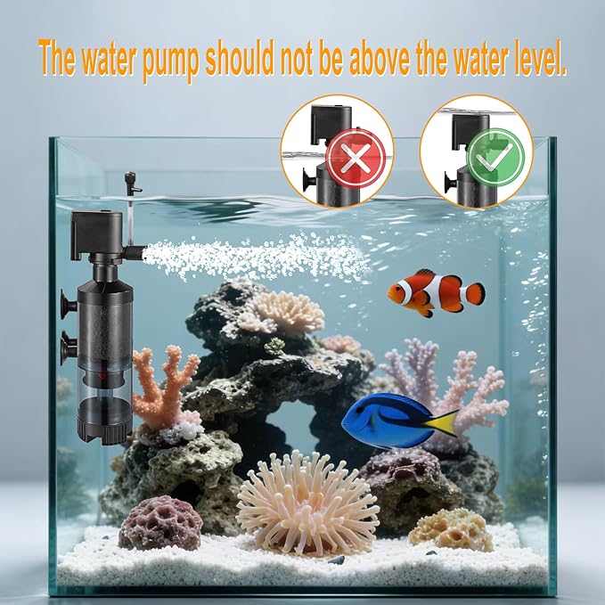 Carefree Fish Aquarium Sponge Filter Quiet with Fish Poops Collector Quiet for 8~20Gal Fish Tank for Saltwater and Freshwater