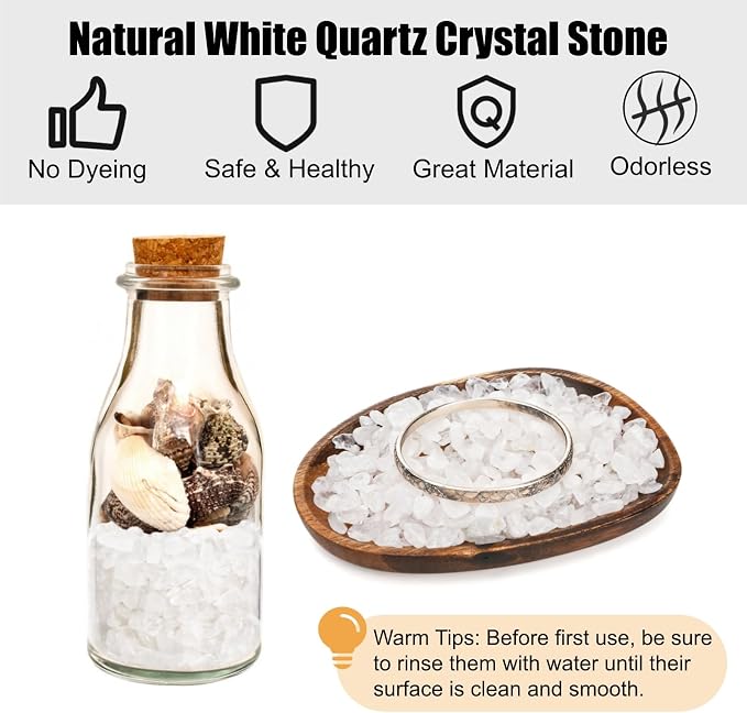5 lbs Small Natural White Quartz Crystal Stone, Irregular Aquarium Gravel, Mini Clear Tumbled Chips Crushed Stone, Healing Reiki Gemstones, Decorative Pebbles Rocks for Vase Tank Plant, 7-9 mm