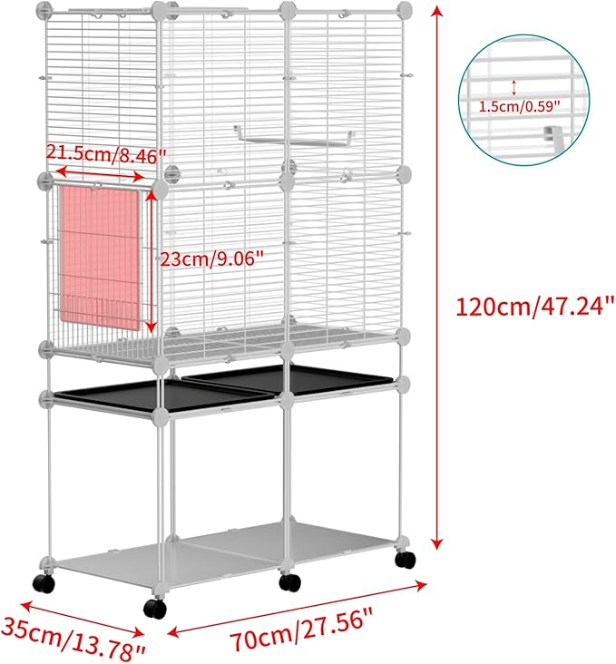STILLCOVE Standing Large Bird Cage, Parakeet Cage with Detachable Stand & Wheels, Wide Flight Birdcage for Parrot Cockatiel Conure Budgie Canary Finch Lovebird