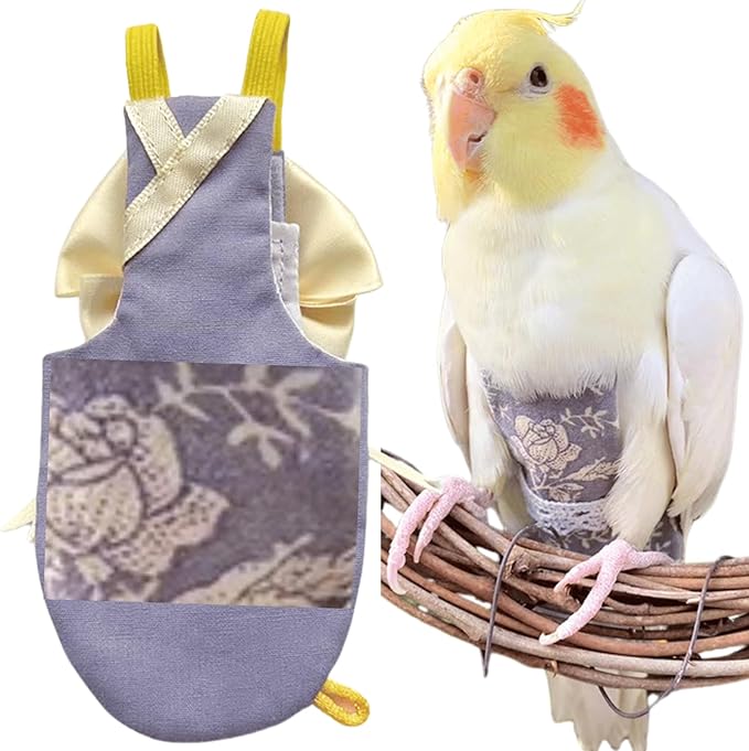 Bird Flight Suits Diapers, Parrot Flight Suits Diapers for Quaker Parakeets Cockatiels Conures Macaw African Grey, Bird Diaper, Parrot Clothes (Grey A,XS)