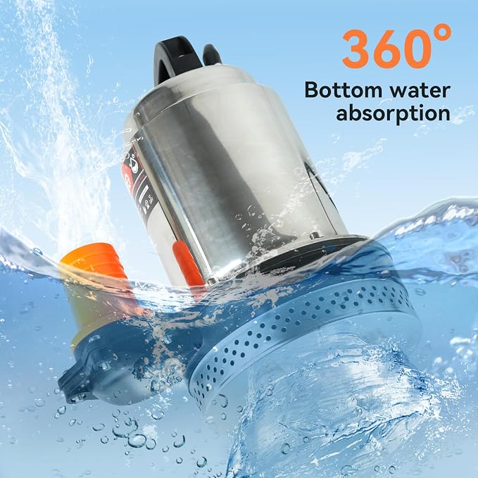 BACOENG DC 24V Solar Water Pump, Submersible Well Pump 23FT, 24GPM Lift for Farm & Ranch