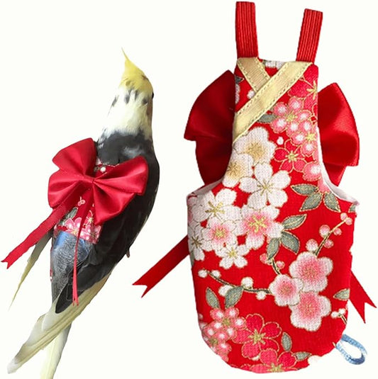Bird Flight Suits Diapers, Parrot Flight Suits Diapers for Quaker Parakeets Cockatiels Flight Suits, Parrot Clothes (Red,L)