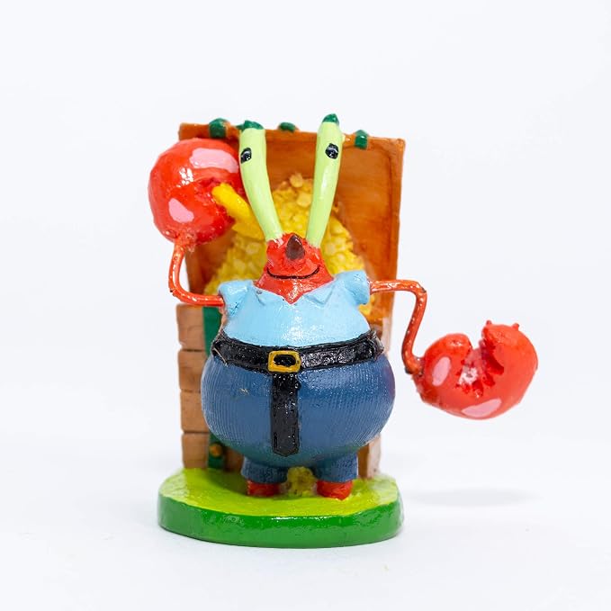 Penn-Plax Officially Licensed Spongebob Squarepants Aquarium Ornament – Mr. Krabs (Mini/Small Size) – Perfect for Freshwater and Saltwater Tanks, Multicolor, One Size