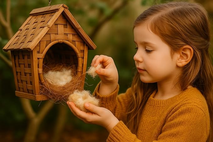 Natural Kapok Bedding for Small Birds & Pets | 2.1oz Ultra Soft Nesting Material for Finch, Canary, Parakeets, Hamsters, Sugar Gliders, Rabbits, Squirrels & Mice | Safe Plant-Based Eco Nest Fiber