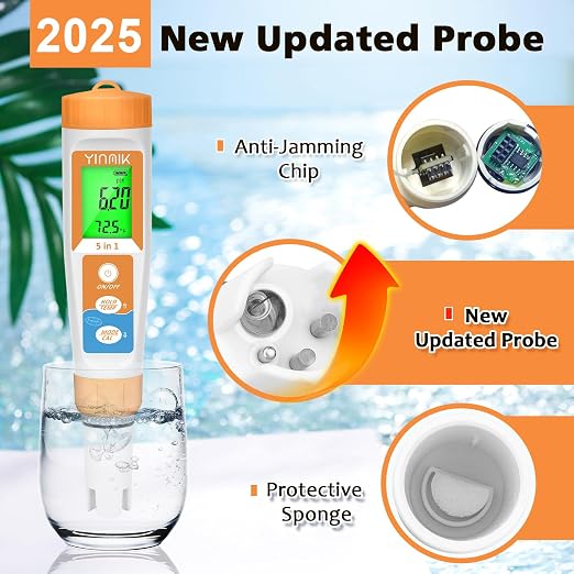 Pool Salt Tester New Update 5 in 1 pH TDS EC Salinity Meter | Saltwater Tester for Swimming Pools Hot Tub Digital Salinity Tester for Aquarium Water Accuracy pH and ppm Meter Hydroponic…