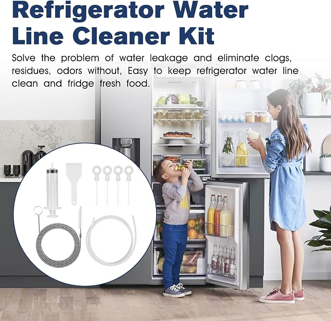 Refrigerator Drain Cleaning Tool -8 PCS Refrigerator Water Line Cleaner Kit | Refrigerator condensate drain cleaning kit, With frozen water line tool and long tube brush fridge drain hole cleaning tool