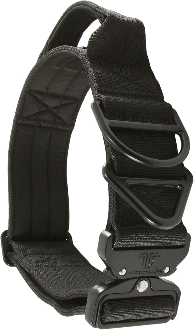 Tacticollar - 2 inch Tactical Dog Collar with Handle for Medium and Large Dogs, Mil Spec Nylon Collar, Quick-Release Metal Buckle, Neoprene Padded Inside (Large, Black)