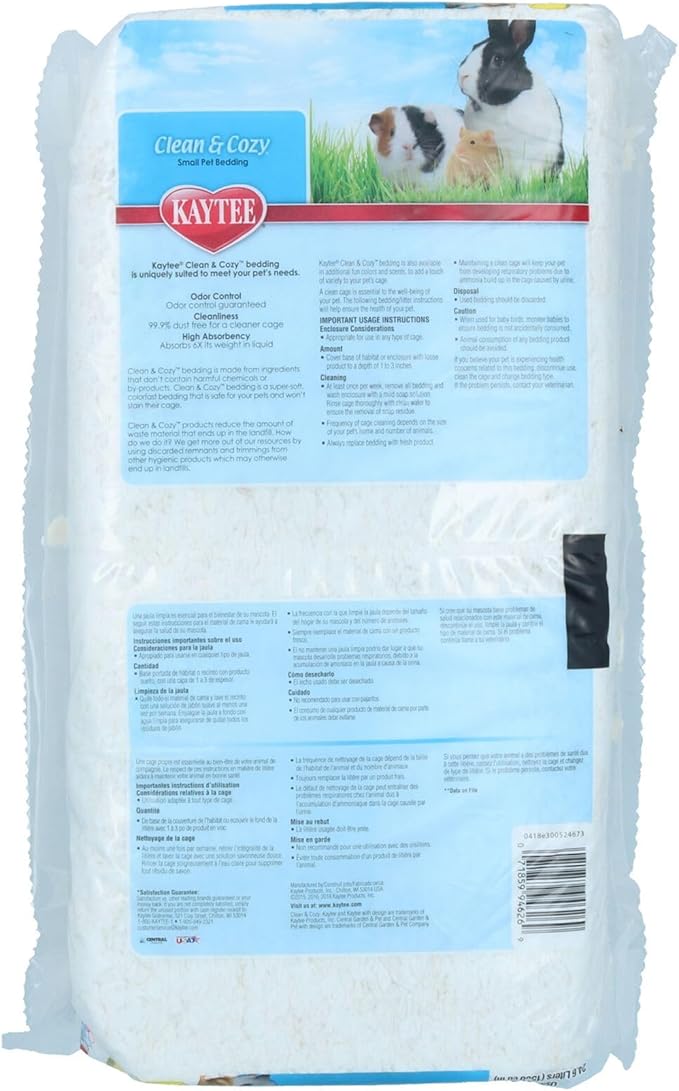 AB Tools 1PK 24.6L White Clean & Cozy Small Animals Bedding 99% Dust Free Odor Control