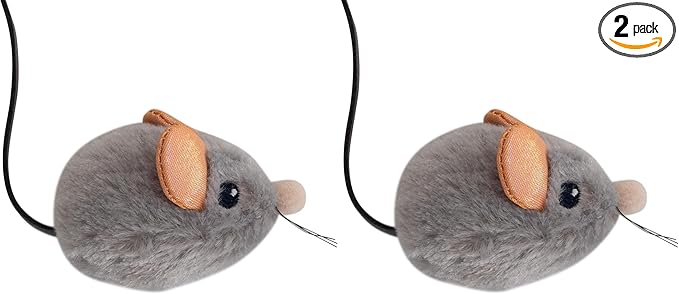 Catstages Squeak Squeak Mouse Cat Toy with Touch-Activated Sound & Catnip,Gray,(Pack of 2)