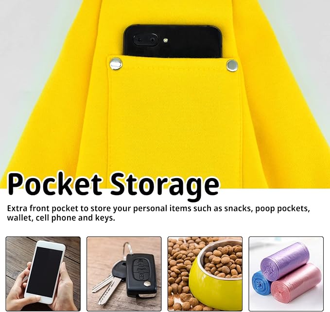 CUBY Dog and Cat Sling Carrier - Hands Free Reversible Small Pet Carrier Sling with Storage Pocket Design - Suitable for Puppy, Small Dogs Cats Outdoor Travel Walking(Yellow)