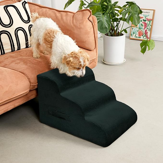 Mesa Lemon Dog Stairs Steps for High Bed, 4 Steps Pet Steps for Small Dogs Non-Slip Removable Washable Cover Ramp for Indoor Outdoor Car Couch Sofa, Dark Gray