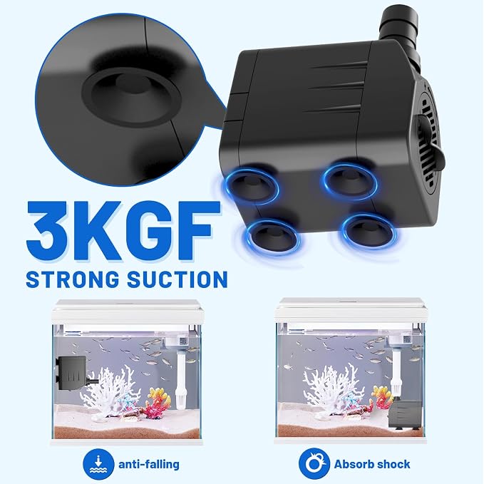 Submersible Water Pump, Ultra Quiet 400GPH Fountain Pump | 6.5ft High Lift Over Heating Protection, Water Pump for Fish Tank, Pond, Aquarium, Hydroponics