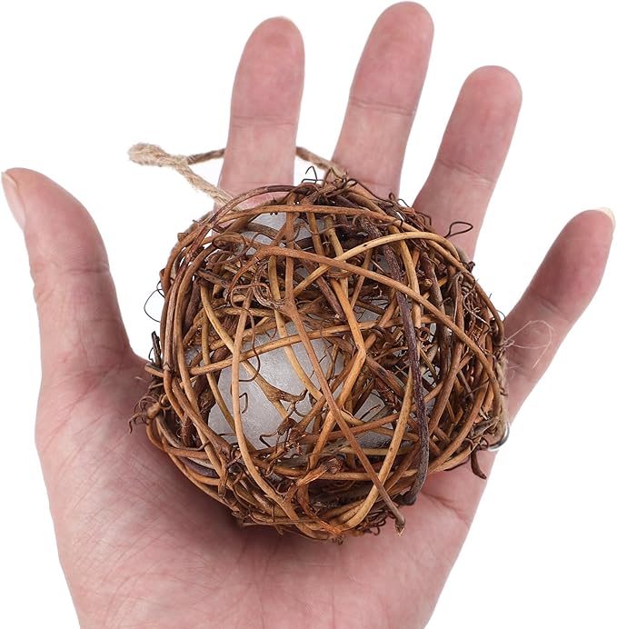 Toddmomy 2Pcs Bird Nest Material Balls Hanging Outdoor Hummingbird Nesting House 3.14In for Outside Garden and Backyard Birding