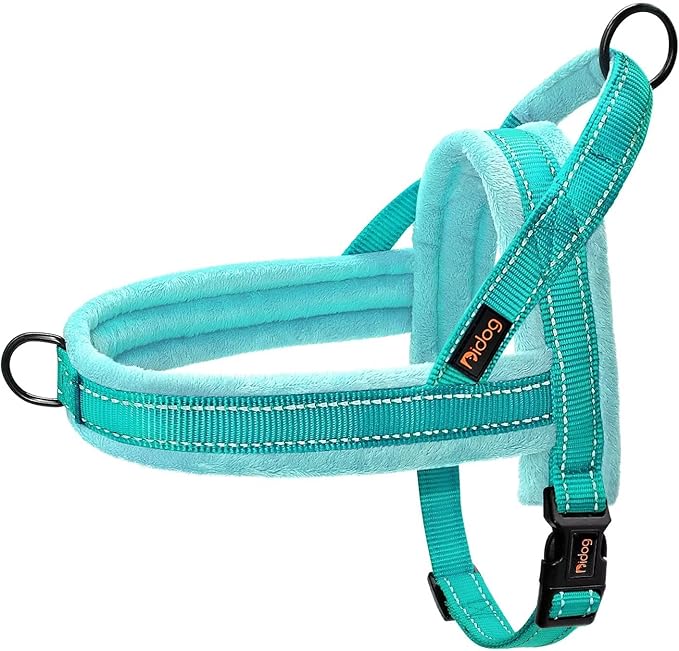 Didog Soft Flannel Padded Dog Vest Harness, No Pull/Quick Fit Reflective Dog Strap Harness, Easy for Training Walking (L:Chest 26-32", Green)