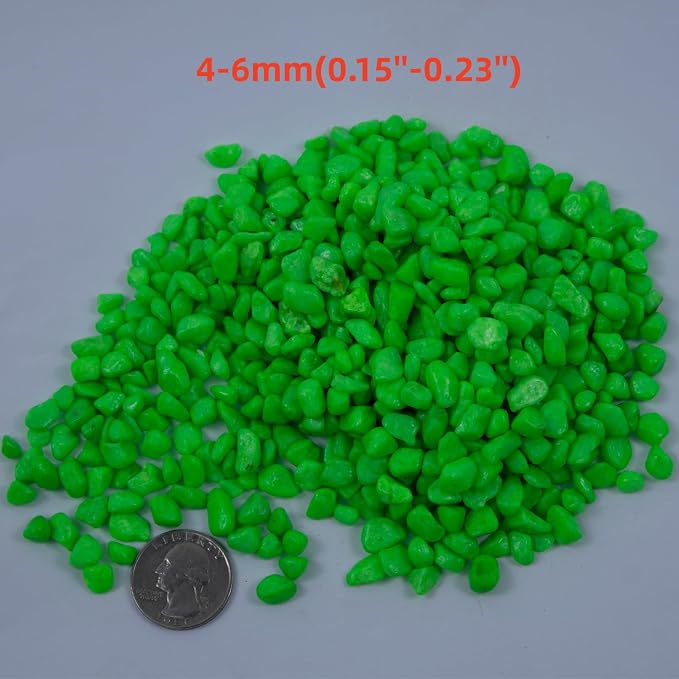 Colored Aquarium Gravel,Colorful Pea Gravel,Garden Rocks,Decorative Stones Rocks for Fish Tank,Aquarium,Fairy Garden Decor,Planters,Vase Fillers,Landscaping,1 Pound (Light Green, 4-6mm)