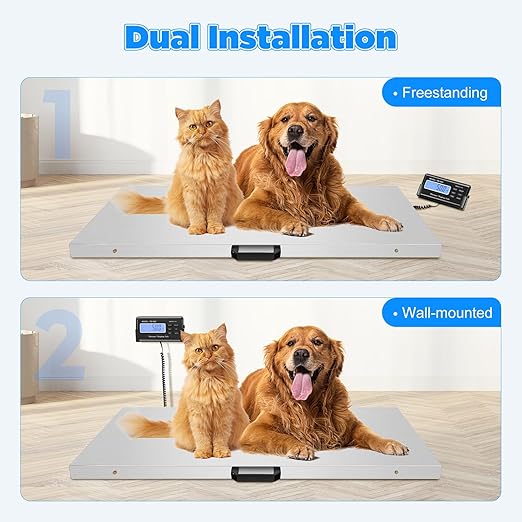1100lb Digital Livestock Vet Scale, Digital Pet Scale for Dog Sheep Pig Goat, Heavy-Duty Platform Scale, Animal Scale Platform for Large Pets Postal Shipping Warehouse, KG/OZ/LB Units Switch
