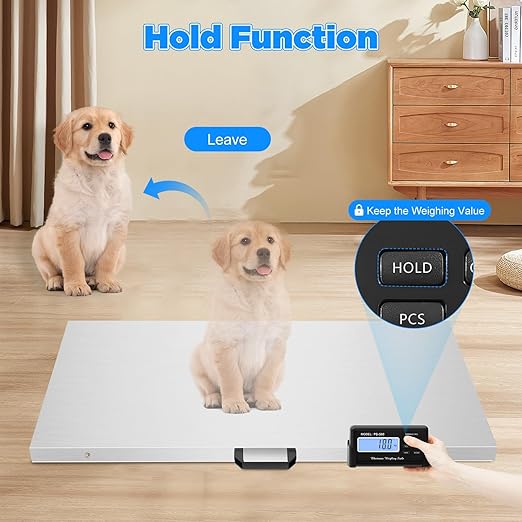 1100lb Digital Livestock Vet Scale, Digital Pet Scale for Dog Sheep Pig Goat, Heavy-Duty Platform Scale, Animal Scale Platform for Large Pets Postal Shipping Warehouse, KG/OZ/LB Units Switch