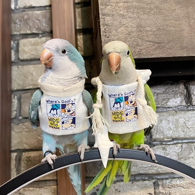Bird Hoodie, Flight Suit for Parrots, Large, White with Hat, Polyester-Cotton, All Life Stages, Bird Apparel