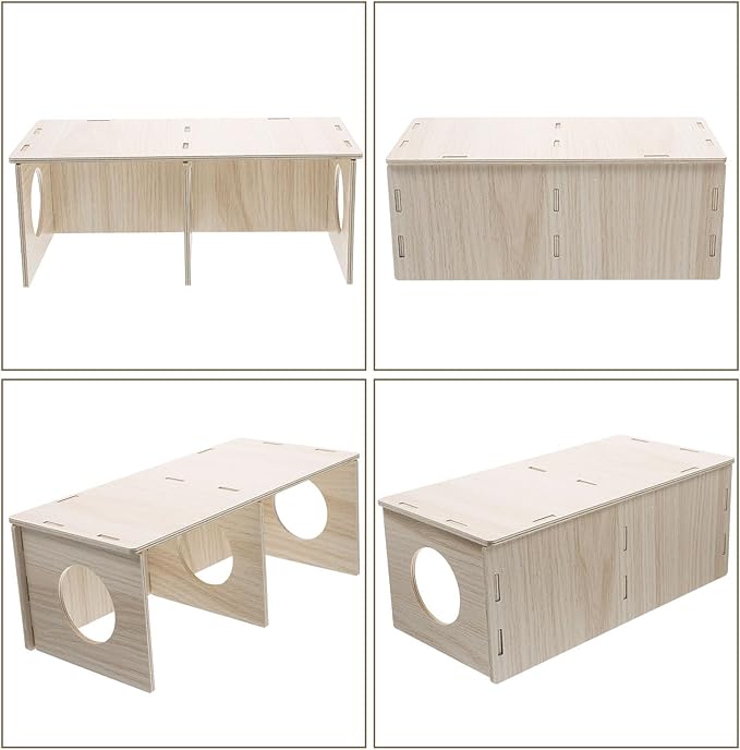 Gadpiparty Wooden Hamster Habitat with Two Rooms, Wood Cabin and Hideout for Guinea Pigs, Mice, Rats, and Small Pets – Toy for Play and Rest