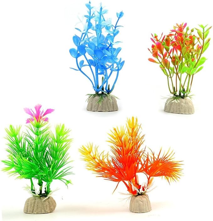 10 Pack Artificial Aquarium Plants, Small Size 4 to 4.5 inch Approximate Height Fish Tank Decorations Home Décor Plastic | Small Size 4 to 4.5 inch Approximate Height Fish Tank Decorations Home Décor Plastic