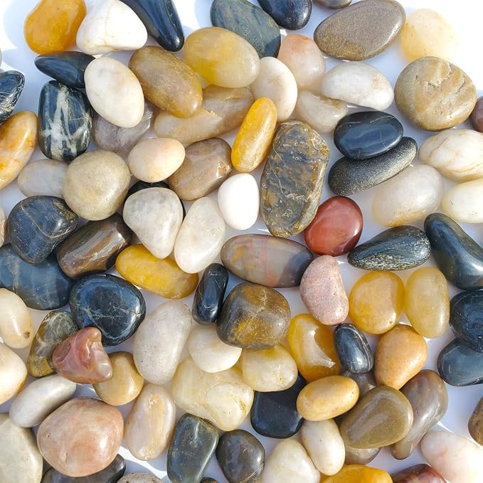2 LB Aquarium Gravel River Rock - Natural Polished Decorative Gravel, Small Decorative Pebbles, Mixed Color Stones,for Aquariums, Landscaping, Vase Fillers (32-Oz)