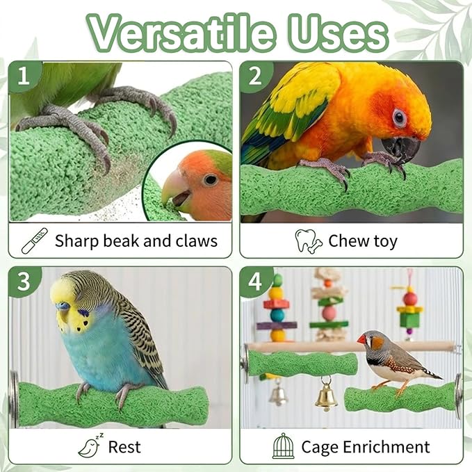 2 Pcs Bird Beak Grinding Stone, Anti-Slip Beak Grinder Stone Perches Resin Claws Trimmer Chewing Toys Cage Accessoriesfor Budgies, Parakeets, Conures, Cockatiels