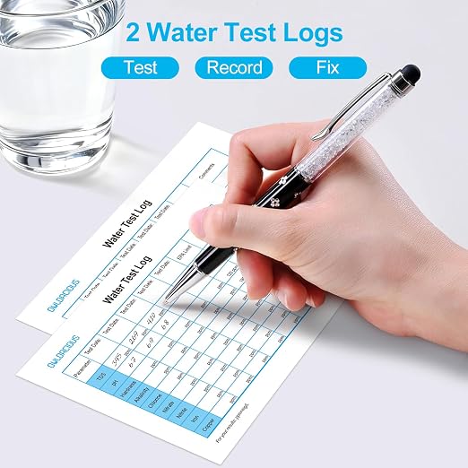 Water Test Kit - TDS Meter, 20 Test Strips (8 in 1), User Action Guide & 2 Record Sheets. Digital Water Tester for Home, Tap & Well Drinking Water.