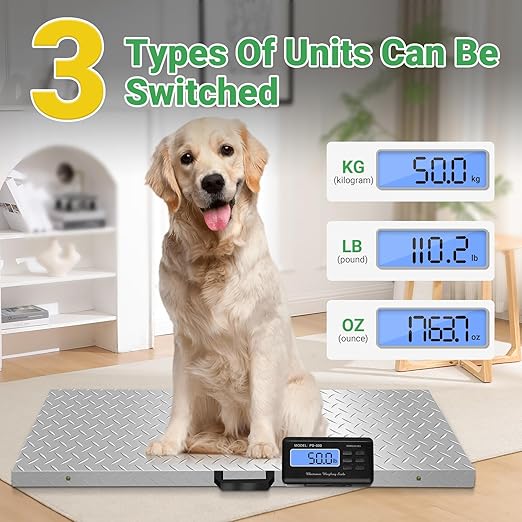 Large Dog Scales for Large Breed, 1100lb x 0.2lb Pet Scale for Large Dog, Livestock Scale, Animal Scale, Stainless Steel Platform, Large Scale for Dogs Sheep Goat Pig Shipping Scale