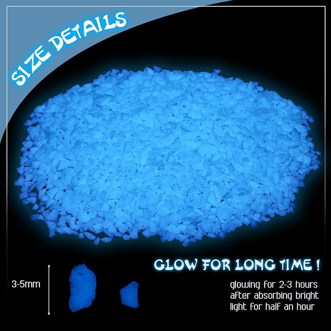 Wesiti Glow in the Dark Gravel, Fluorescent Glow in the Dark Rocks Decorations Fish Tank Rocks Decorative Aquarium Gravel Stones for Garden Room Planter Aesthetic, 300g/ 0.66lb (Sky Blue, 3-5 mm)