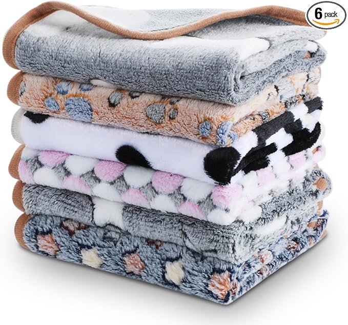 6 Pcs Guinea Pig Blankets - Soft Flannel Fleece Bedding, Washable & Reversible Small Animal Cage Liners for Hamster, Rabbit, Chinchilla (16"x24", Multi-Color)