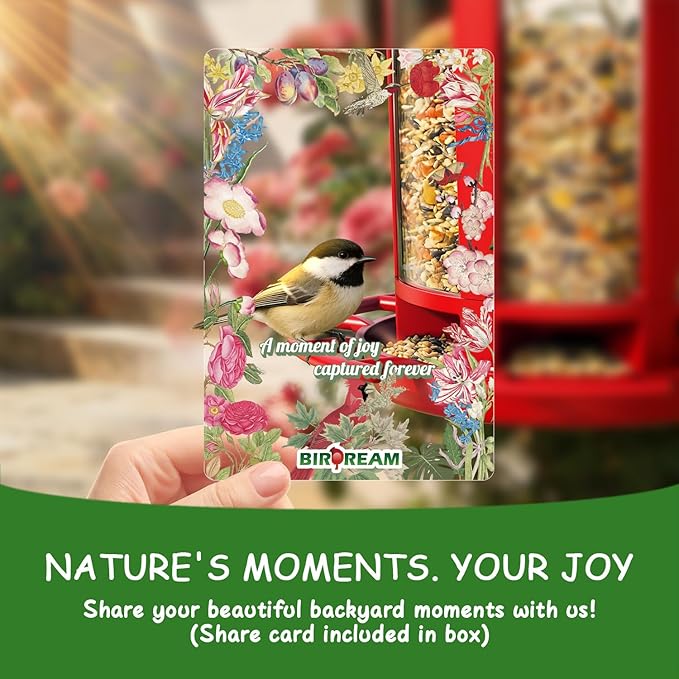 Birdream Bird Feeders for Outdoor Hanging, Assembly Required, 1-Min Easy Setup, Charming Castle Design, Attracting Cardinals Chickadees Goldfinches & Sparrows - Red