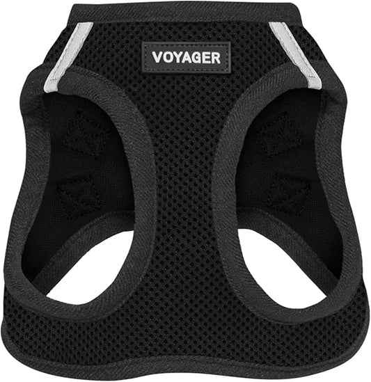 Best Pet Supplies Voyager Step-in Air Harness - All Weather Mesh, Reflective, No Pull Harness for Dogs, Cats - Secure with Hook & Loop Fastener, Buckle, Double D-Rings - Black, XXS