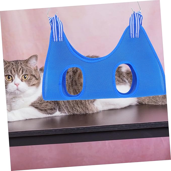 Cat Beauty Hammock Cat Grooming Bag Cats Trimming Harness Pet Grooming Organizer Cat Trimming Harness Grooming Hammock for Small Dogs Dog Grooming Holder Pet Sling Cloth Blue