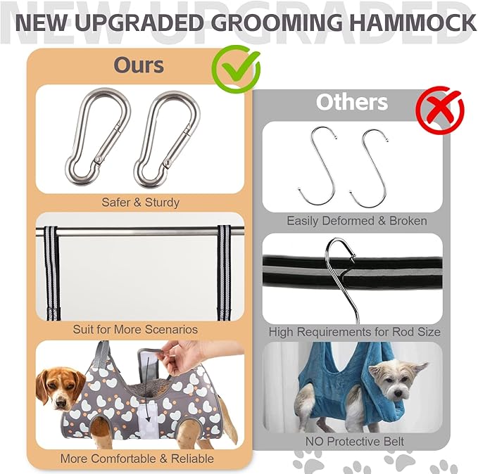 ATESON Dog Grooming Hammock for XXL Large Dogs with Nail Clippers/Nail Trimmers, Dog Grooming Harness for Nail Trimming, Pet Grooming Sling Helper