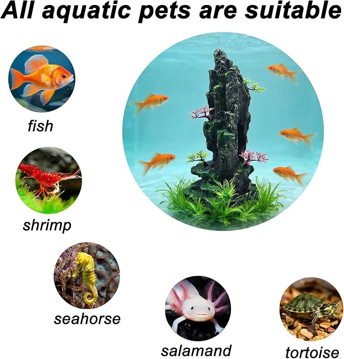 Large Aquarium Decoration - Resin Rockery Landscape Castle Decoration Fighting Fish Hiding Cave Fish Tank Ornaments Accessories - Height 14.3 inches (Purple)