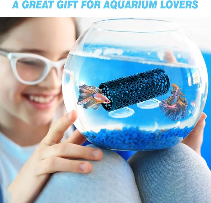 Abizoo Betta Fish Toys - Betta Tunnel Black, Small Hole Hollow Cave, Safer for Small Fish & Shrimp, Aquarium Decor & Hideout Tube