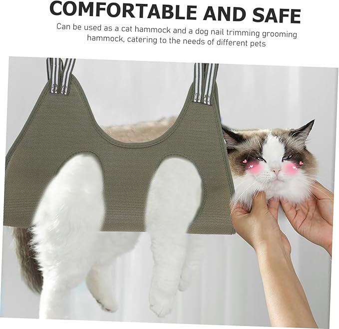 BESPORTBLE Pet Grooming Hammock for Cats Dogs Comfortable Nail Clipper Bed Space-Saving Wall Door Mount Multi-use Home Decor Green