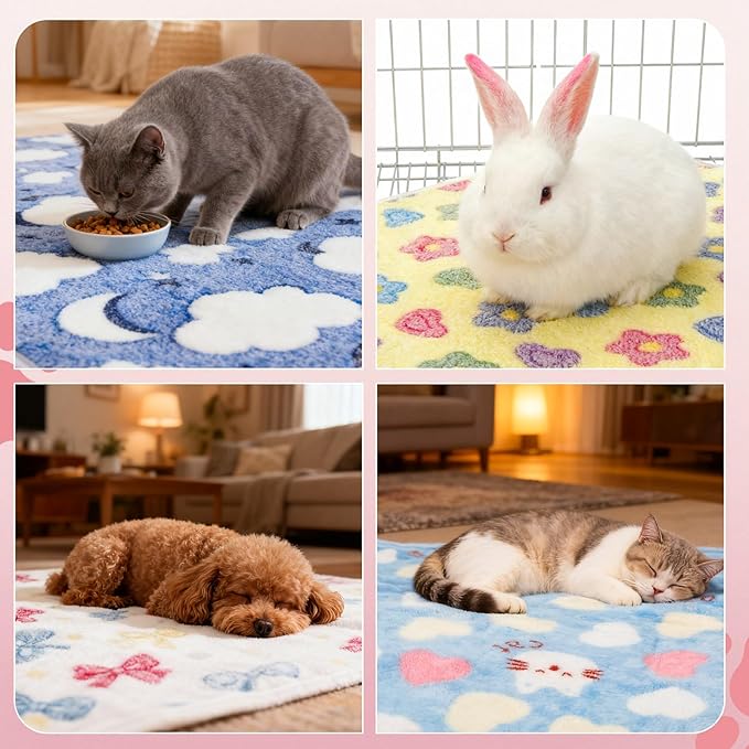 PETKNOWS 6PCS Guinea Pig Fleece Blankets, Washable Small Animal Fleece Bedding Cage Liners Absorbent Pet Pee Pad Sleep Mat Pad Cover for Hamster Ferret Rabbit Chinchilla Hedgehog