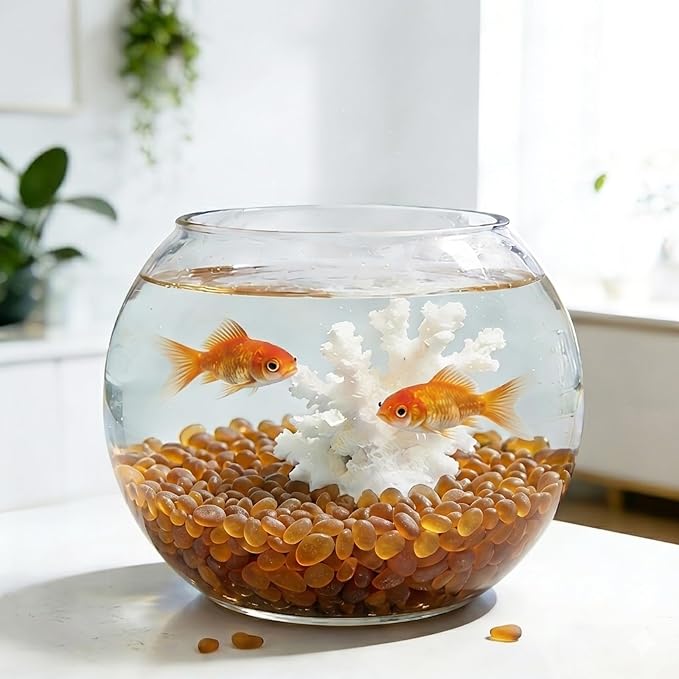 QYGL Sea Glass Stones - 0.9LB Amber Frosted Glass Pebbles Gemstones | Perfect for Aquarium Rocks, Fish Tank Gravel, Vase Fillers, DIY Crafts, and Home Decor
